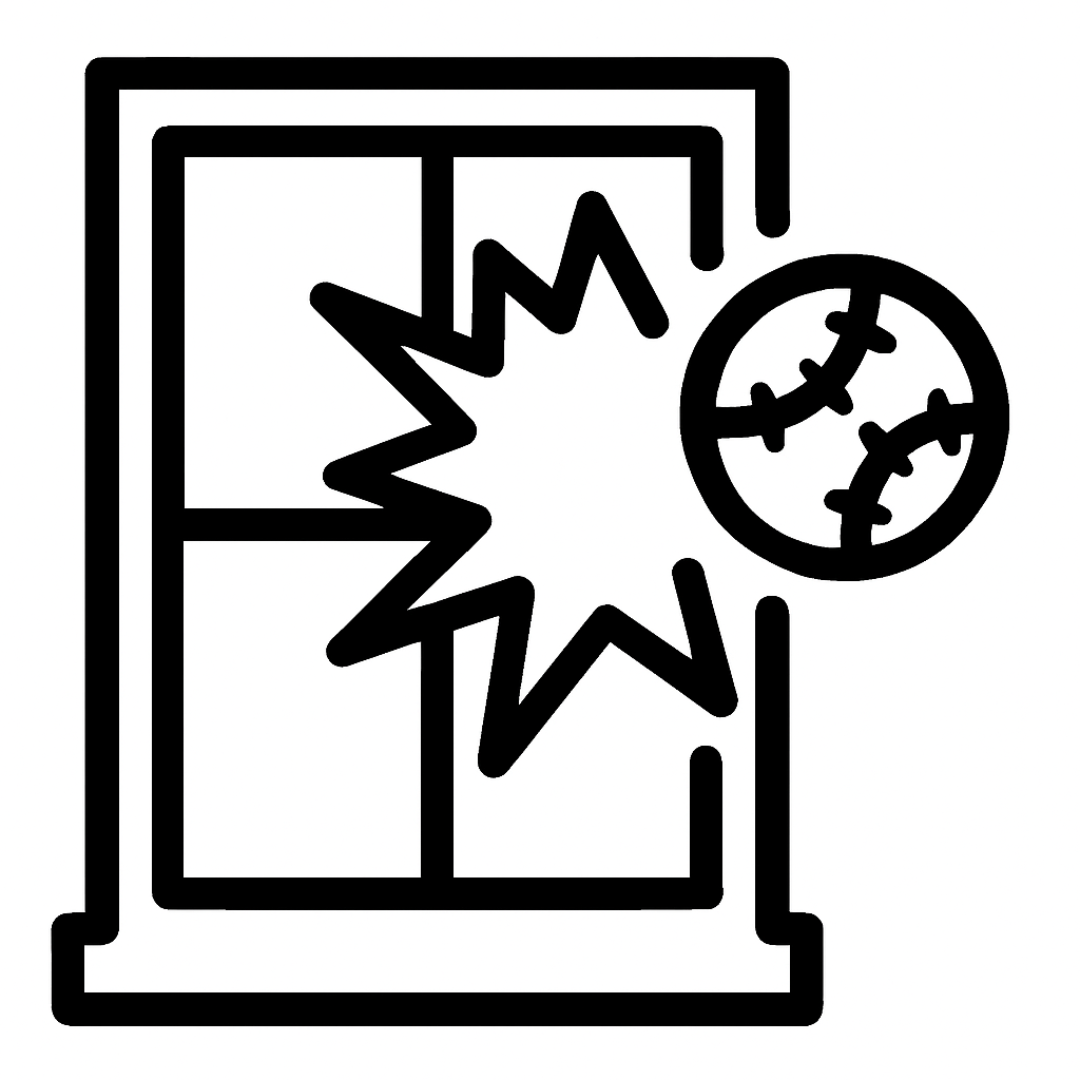 Baseball going through window