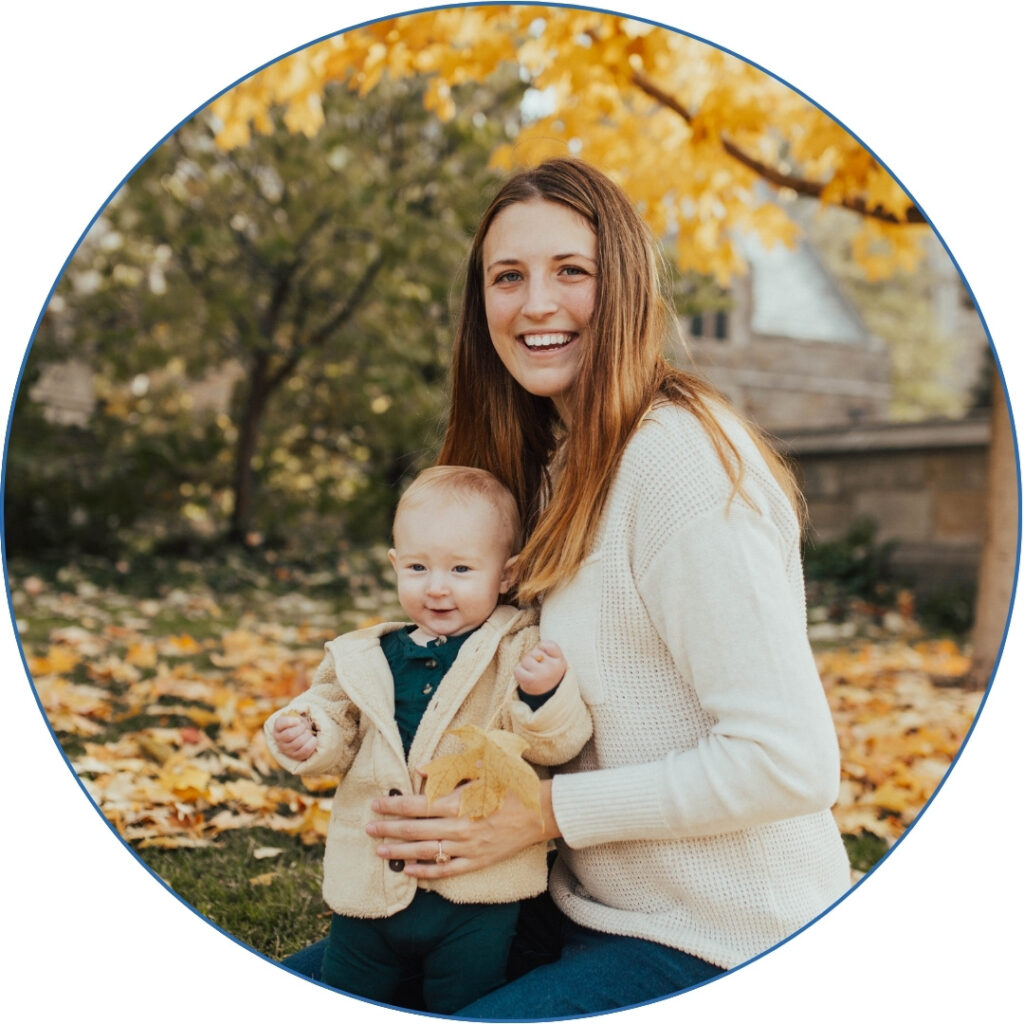 Caroline smiling with kiddo